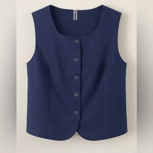 Anthropologie navy tailored sleeveless button front vest